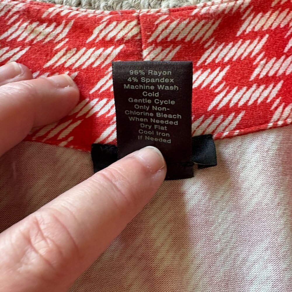 Ann Taylor XS Geometric Print Knotted Bust Top Office Siren Work - Picture 4 of 7